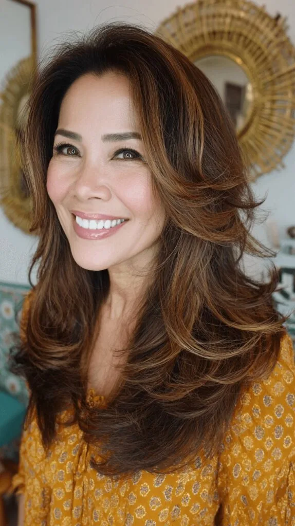 Luxurious Layered Cut with Warm Highlights