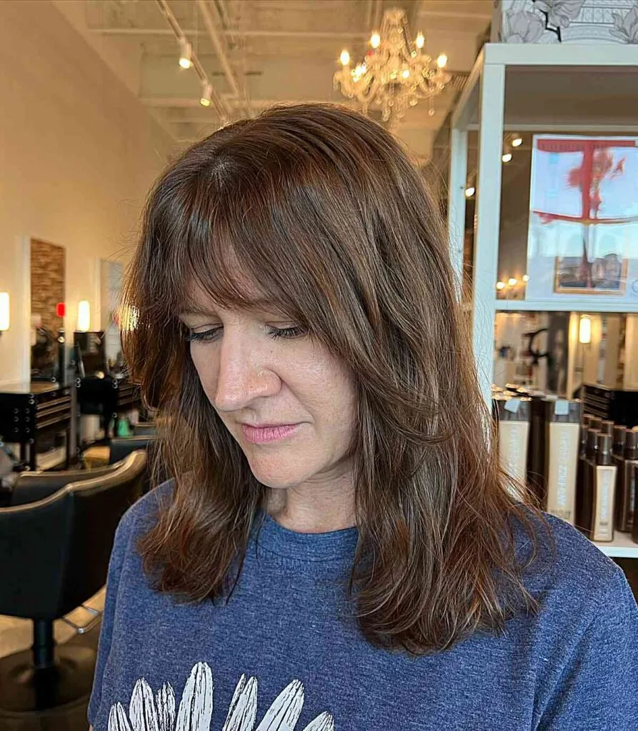 Medium-Length Feathered Hair for Old Ladies