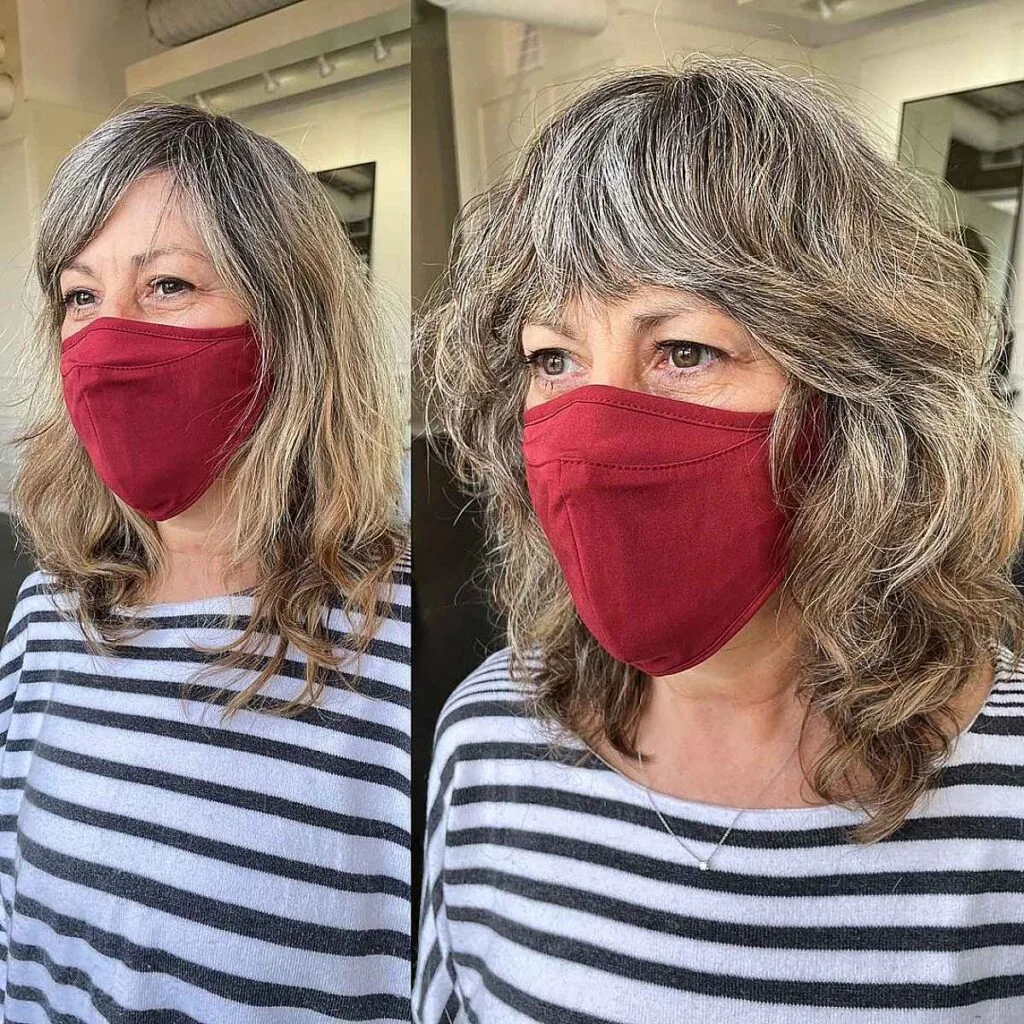 Medium-Length Shag with Fringe for Thick Hair