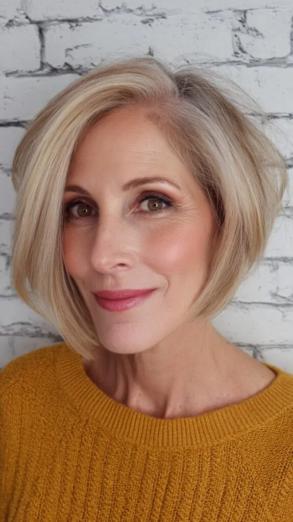 Modern Blonde A-Line Bob with Soft Feathering