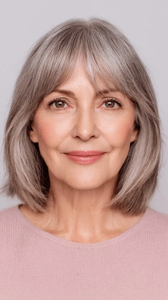Modern Blunt Lob with Soft Curtain Bangs