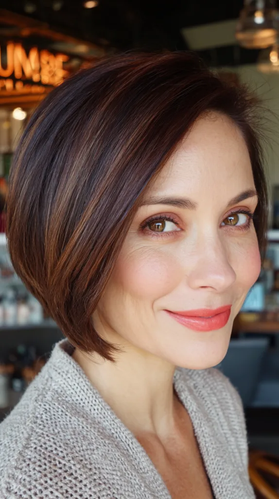 Modern Brunette Bob with Subtle Highlights