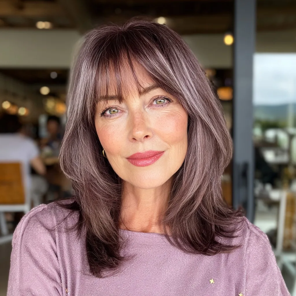Modern Chestnut Lob with Face-Framing Layers