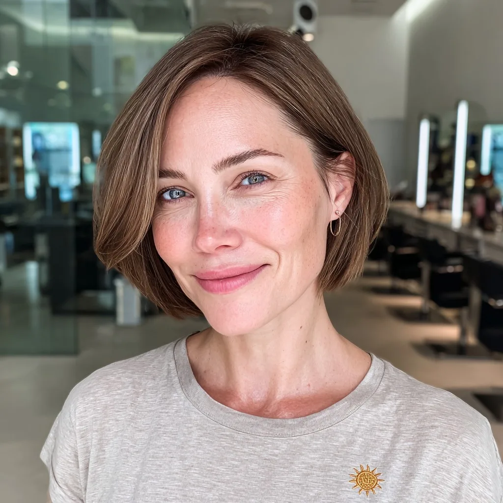 Modern Light Brown Textured Bob with Subtle Waves