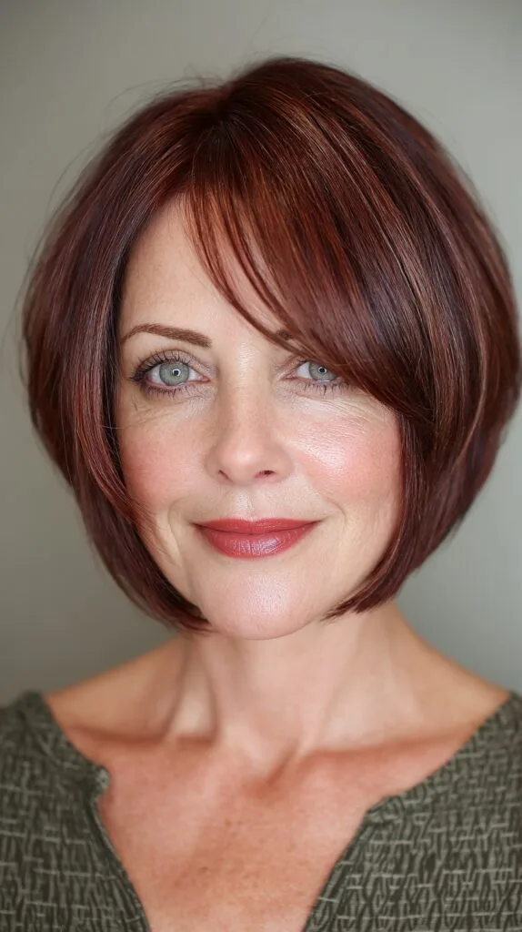 Modern Rounded Bob with Subtle Auburn Highlights