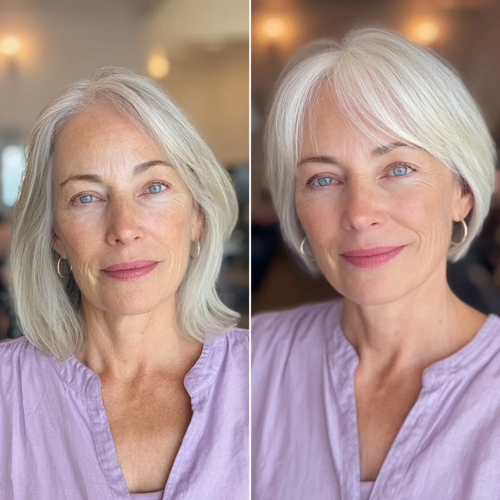 Modern Silver Bob with Wispy Bangs