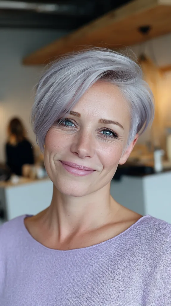 Modern Silver Pixie with Soft Texture