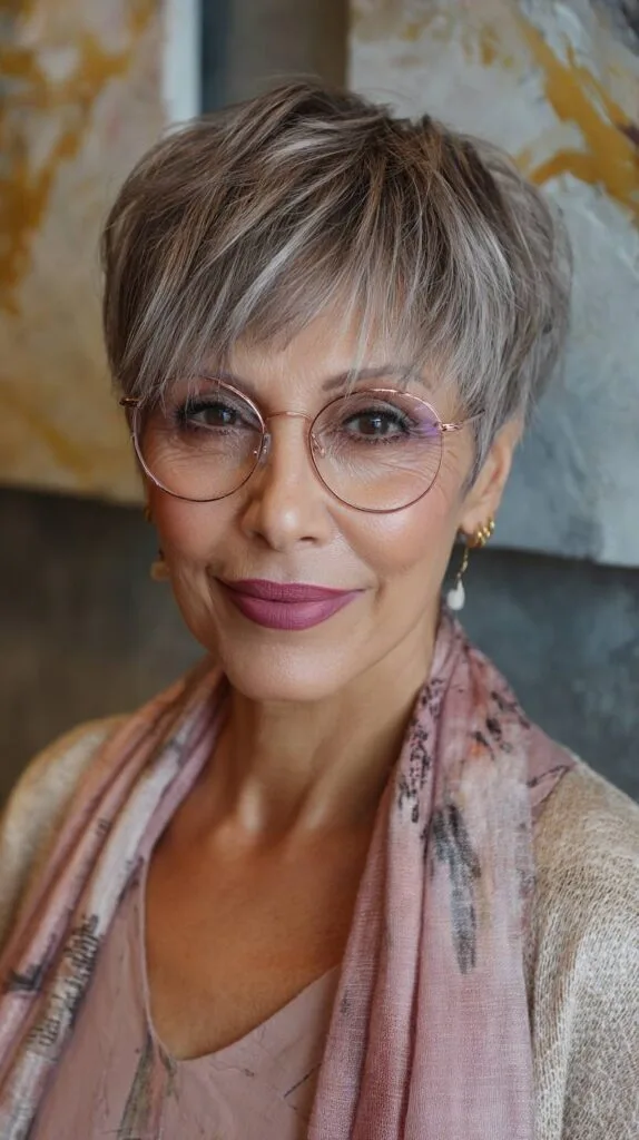 Modern Silver Textured Pixie with Soft Layers