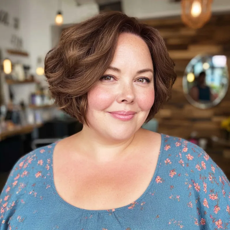 Modern Textured Bob with Soft Volume for Round Faces