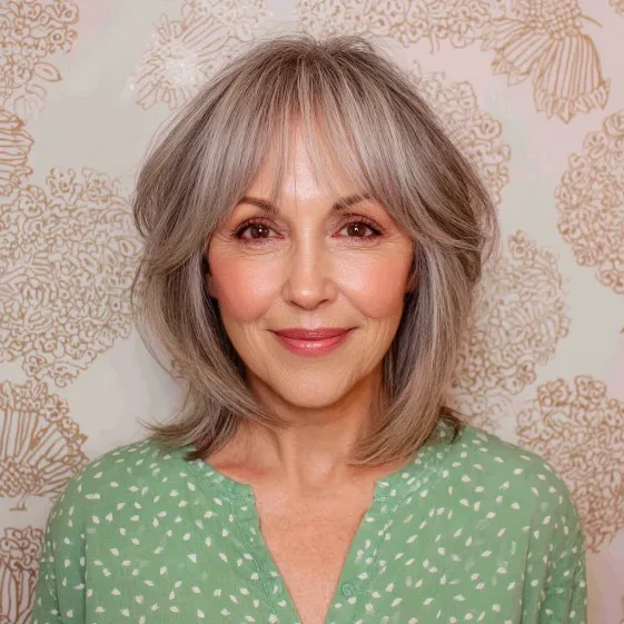 Modern Textured Lob with Soft Bangs