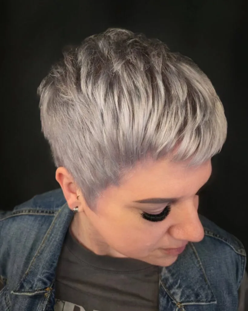 Modern Textured Pixie Cut with Soft Silver Highlights