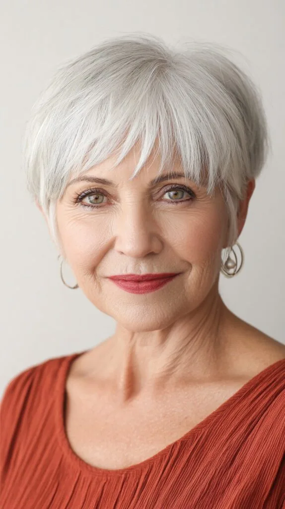 Modern Textured Short Crop with Wispy Bangs