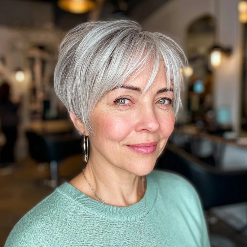 Modern Textured Silver Pixie Cut with Soft Layers