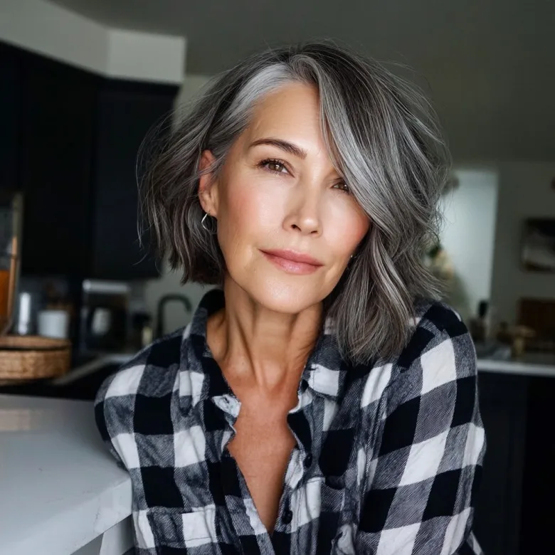 Modern Textured Wavy Lob for Women Over 50