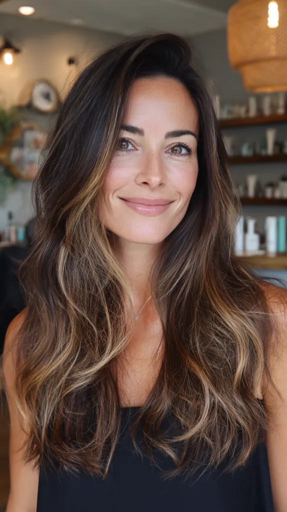 Natural Long Layers with Subtle Caramel Highlights