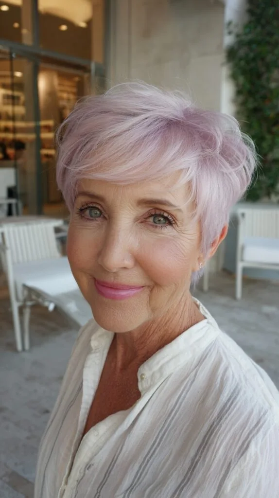 Pastel Lilac Feathered Pixie with Soft Crown Lift