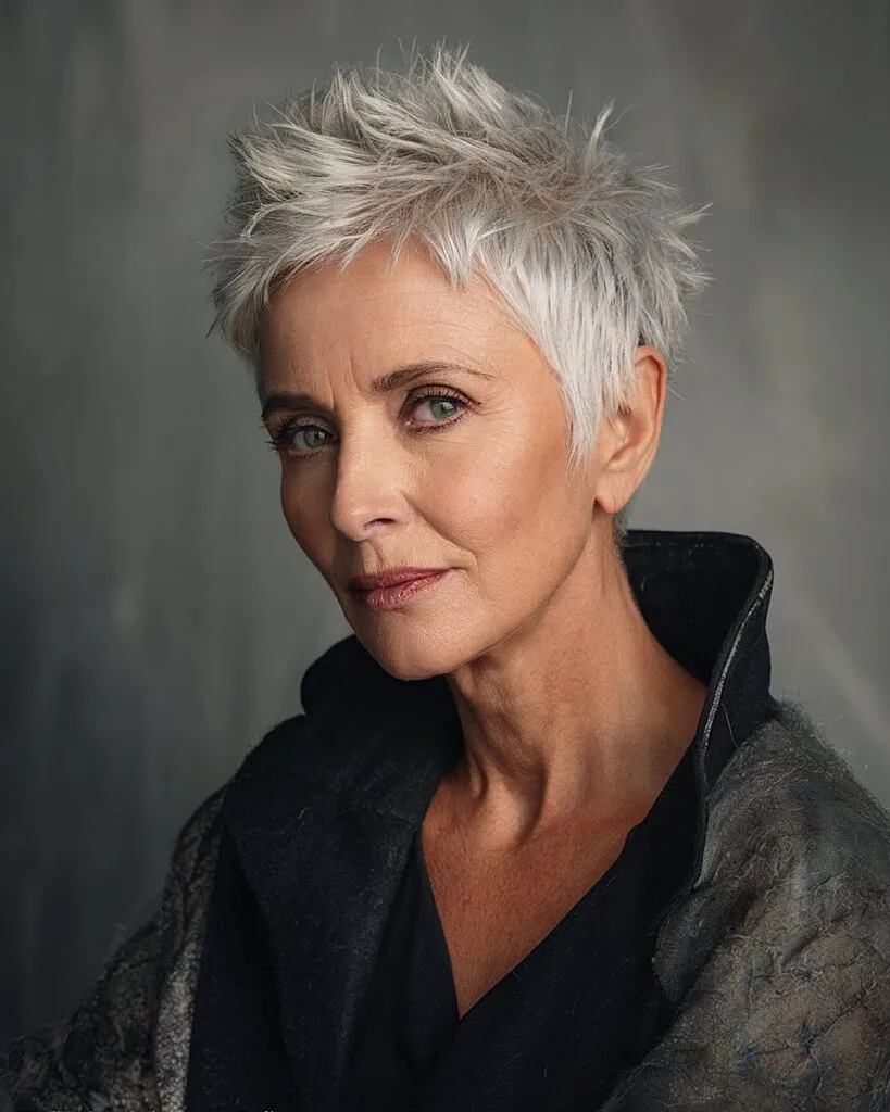 Pixpire haircut modern spiky pixie for women over 50 with volume