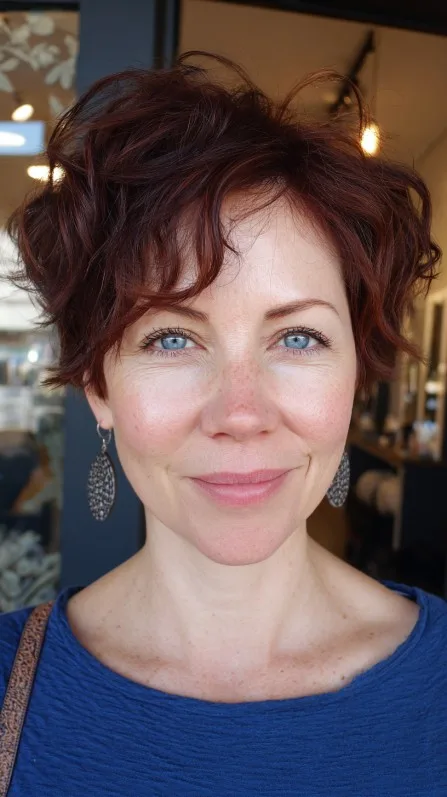 Playful Curly Short Crop with Textured Layers
