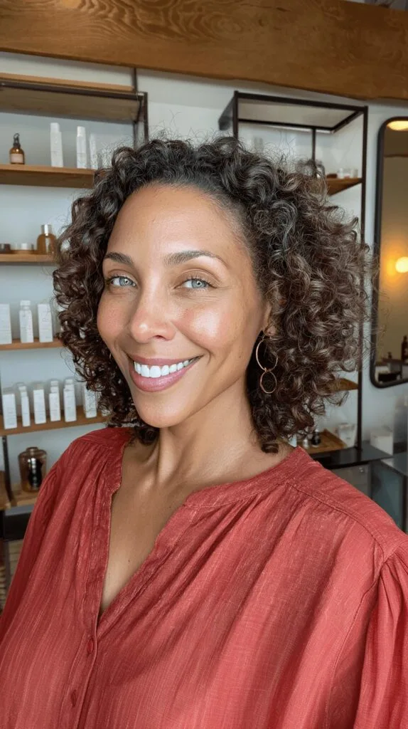 Playful Curly Shoulder-Length Cut with Volume