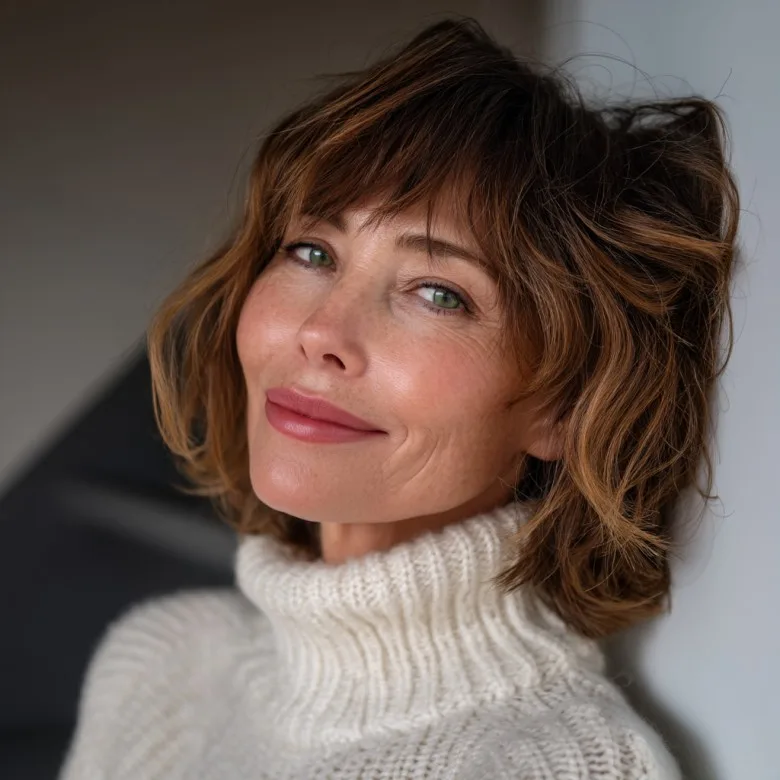 Playful Layered Bob with Subtle Bangs