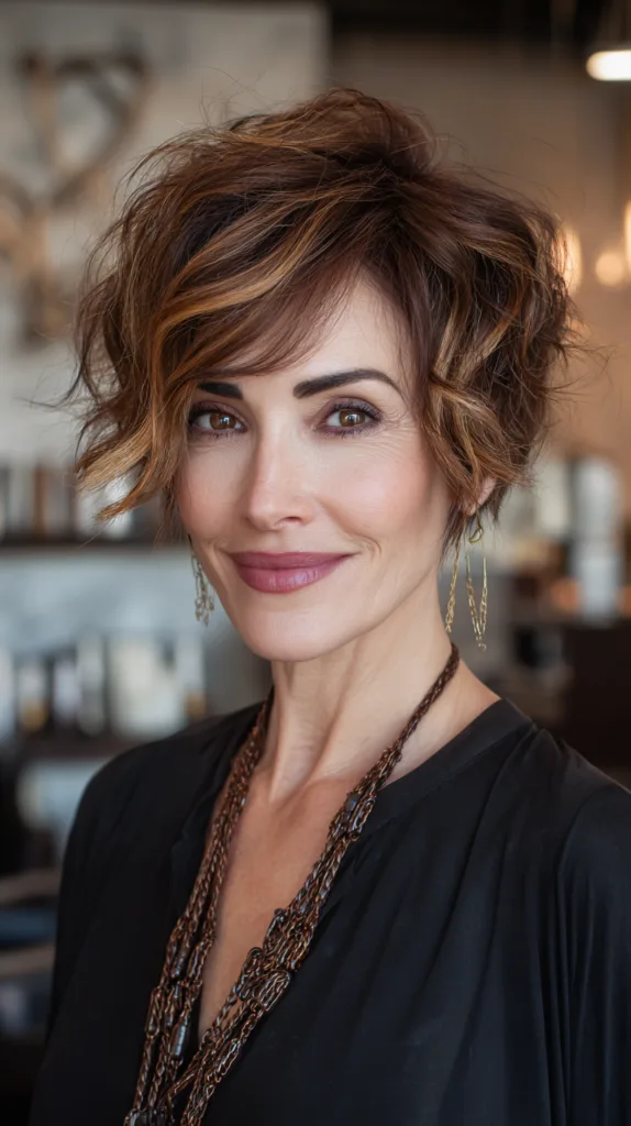 Playful Wavy Pixie Cut with Light Dimensions