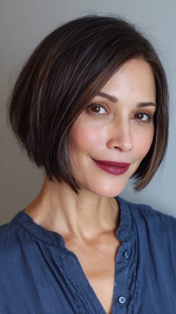 Polished Chocolate Bob with Subtle Texture
