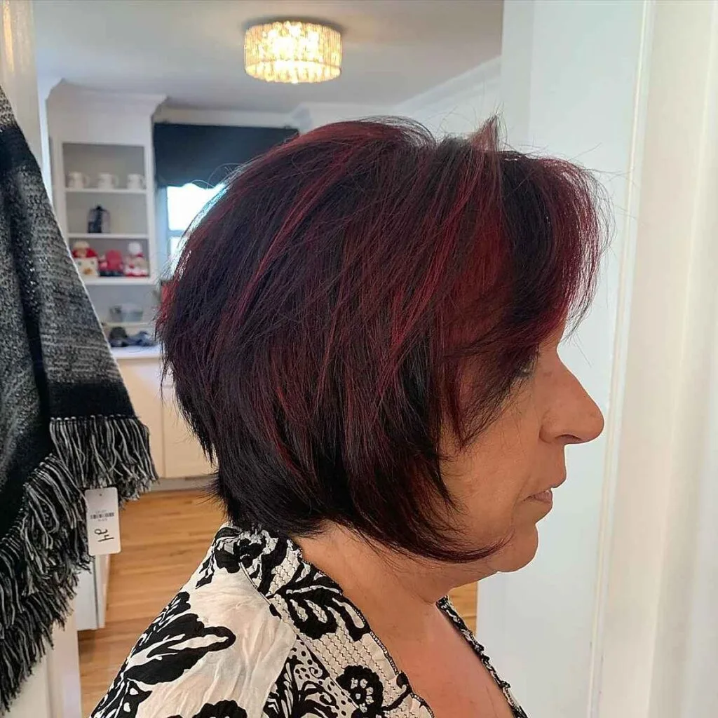 Red highlights on dark hair
