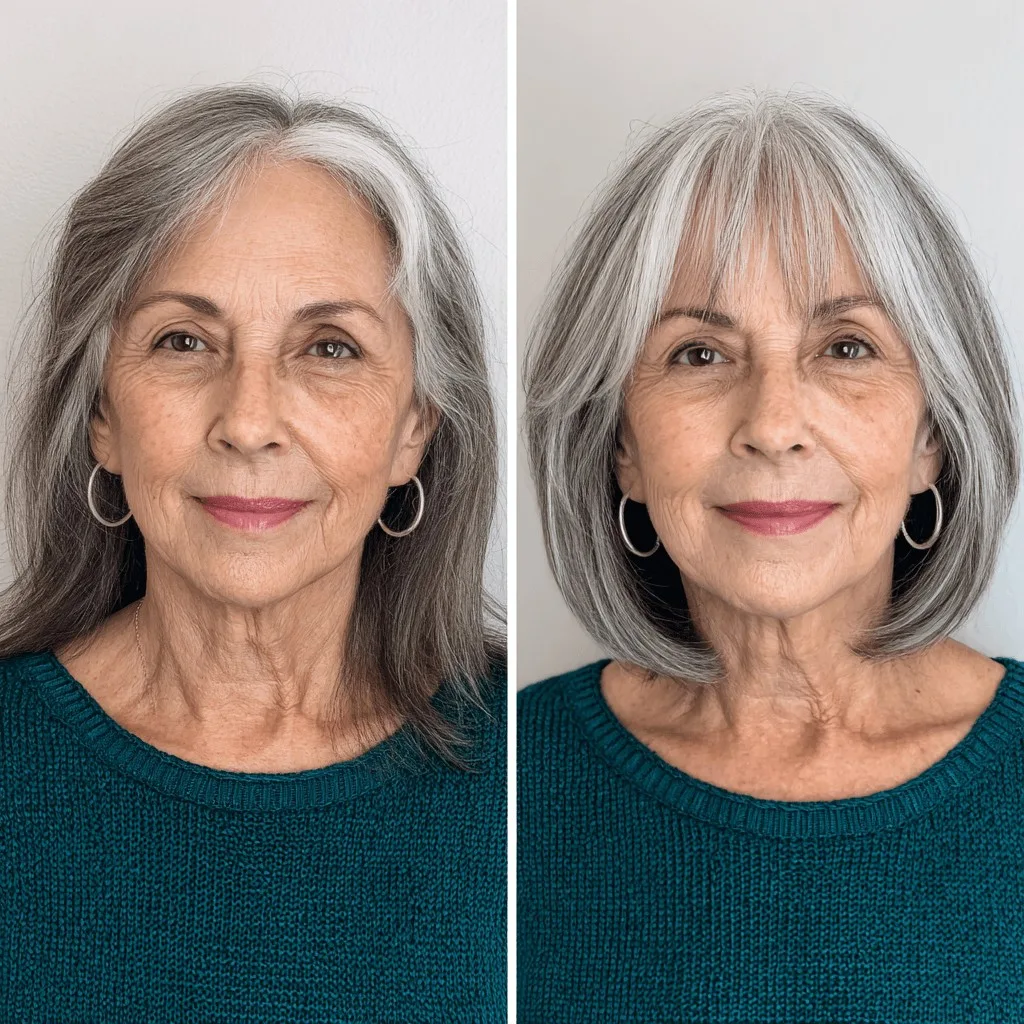 Refined Layered Lob with Soft Curtain Bangs