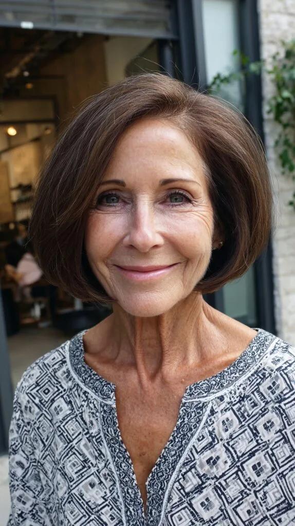 Rounded Chin-Grazing Bob with Soft Interior Stacking