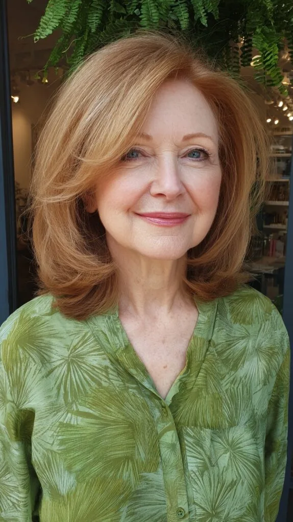 Rounded Shoulder-Grazing Layered Lob with Side-Swept Fringe
