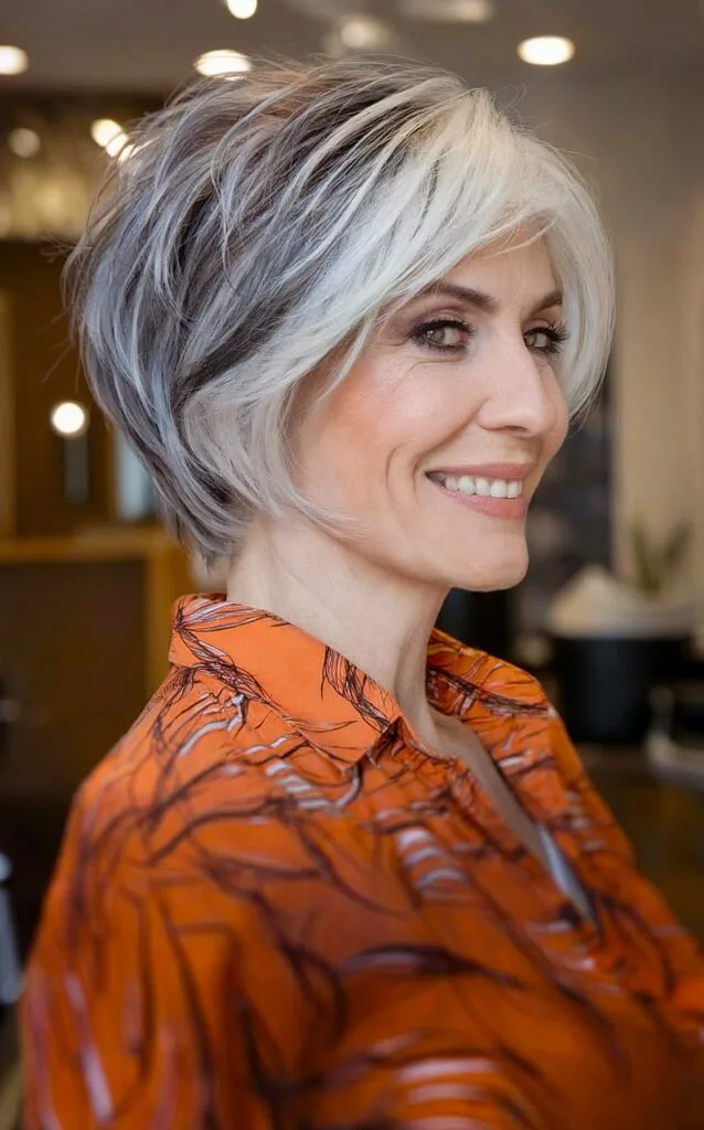 salt and pepper pixie bob women aged 50