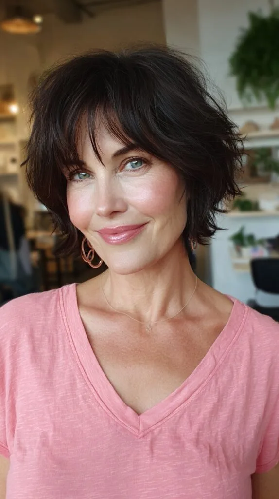 Sassy Jet Black Tousled Bob