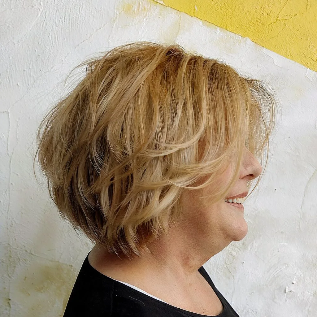 Short Bob Cut with Wispy Layers for Ladies Over 50