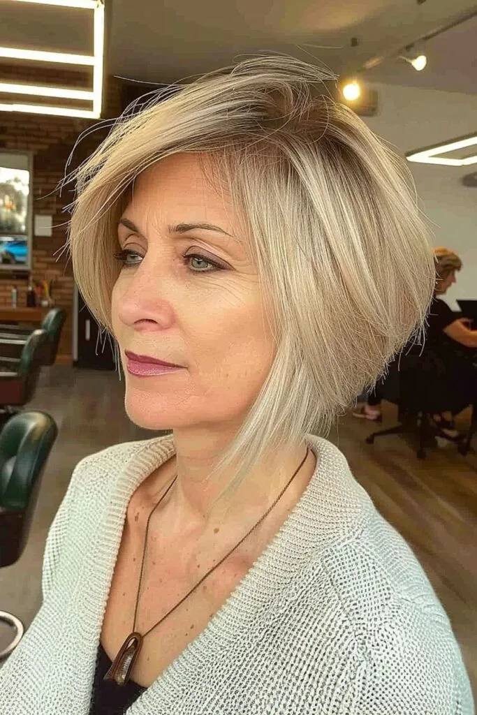 short layered bob haircut for older women