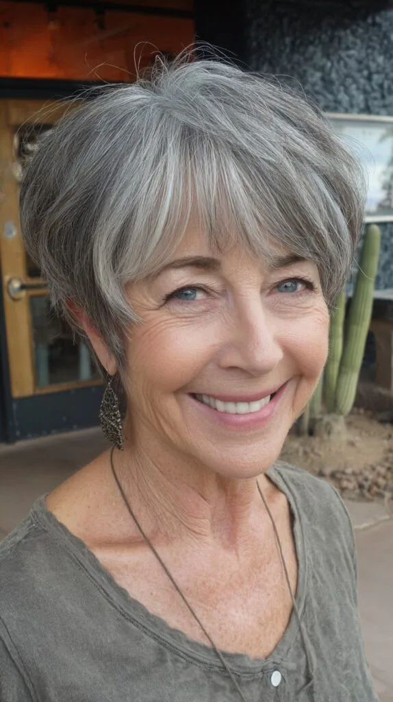 Silver Feathered Crop with Subtle Waves
