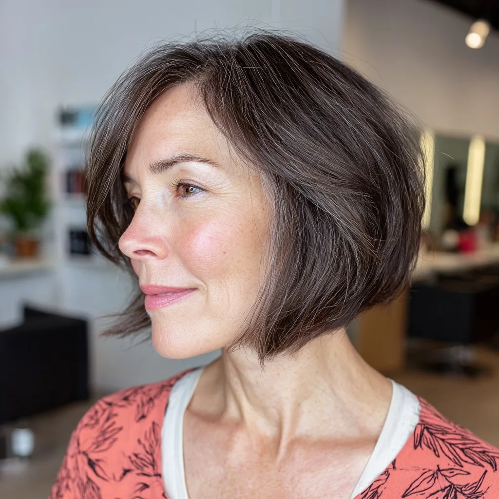 Sleek Asymmetrical Inverted Bob with Soft Layers