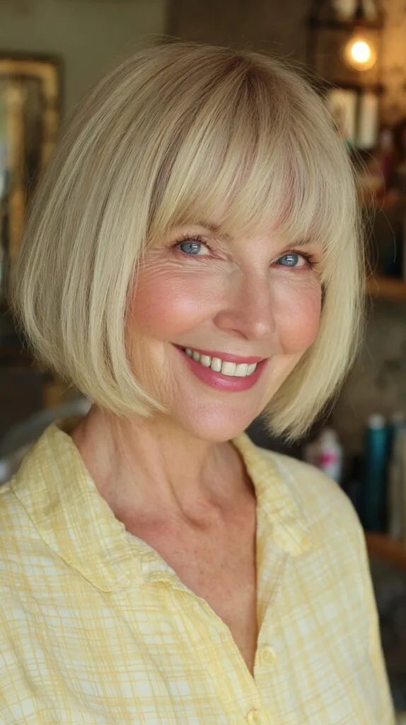 Sleek Blonde Bob with Natural Roots