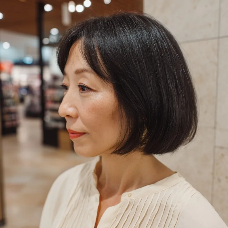 Sleek Blunt Bob with Subtle Side Bangs