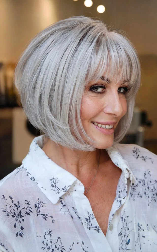 Sleek Bob with Natural Shades for Older Women