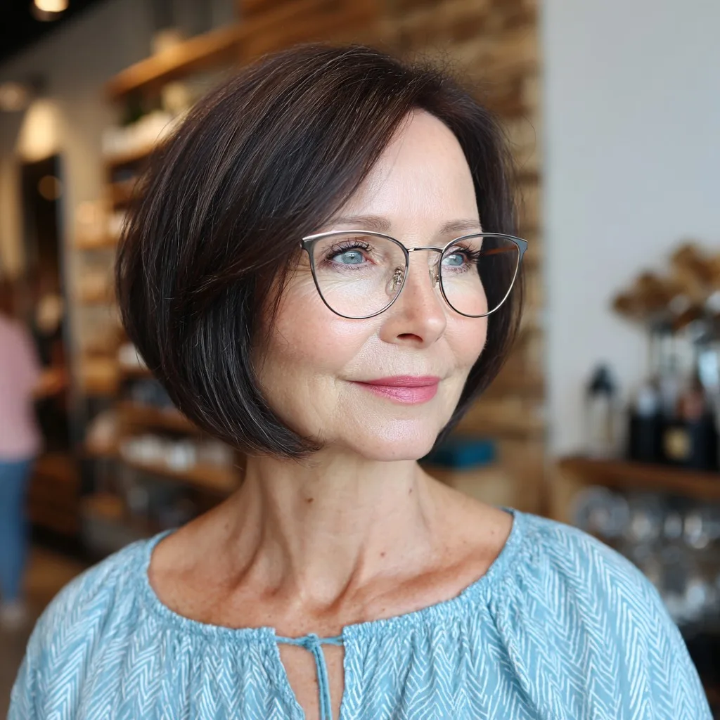 Sleek Classic Brown Bob with Soft Face-Framing Layers