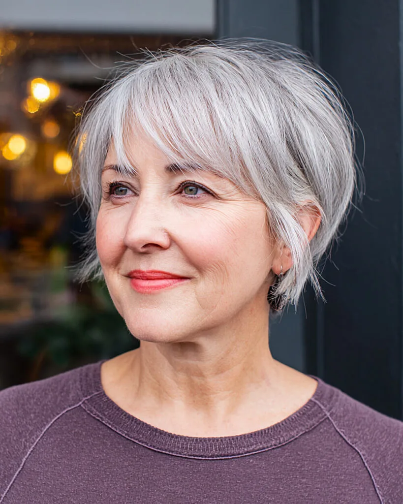 Sleek layered pixie bob with tapered back