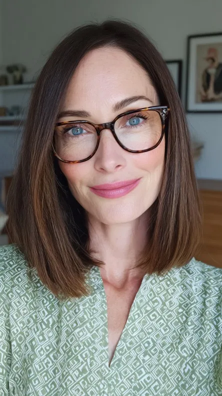 Sleek Mid-Length Straight Cut with Subtle Gloss