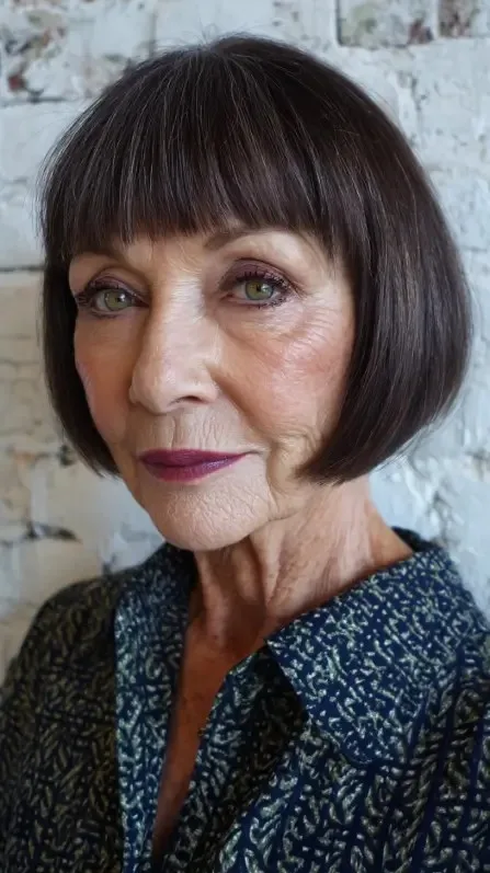 Sleek Rounded Bob with Subtle Bangs