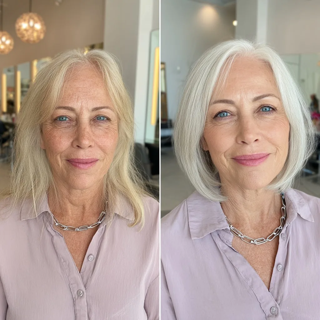 Sleek Silver Bob with a Modern Twist