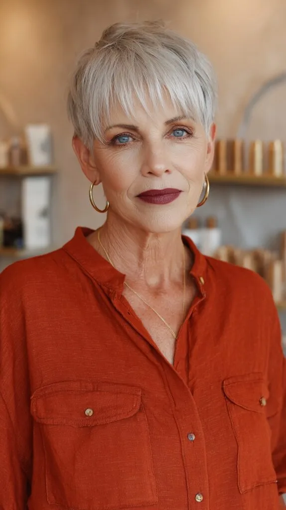 Sleek Silver Pixie with Defined Edges