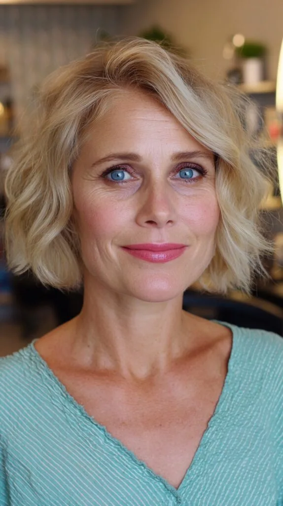 Soft Blonde Wavy Bob with Texture