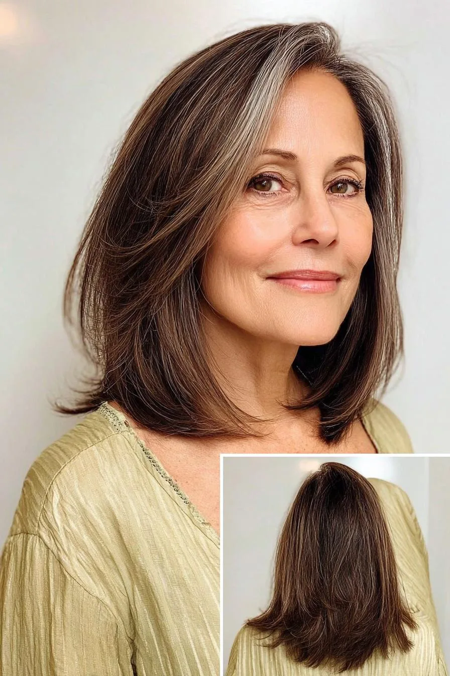 Soft Brunette Waves With Silver