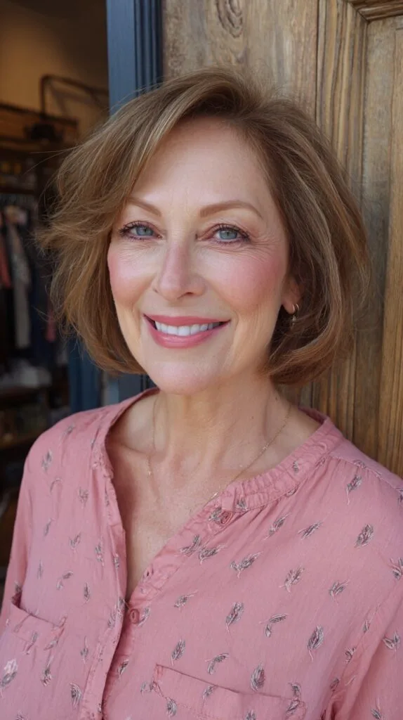 Soft Face-Framing Chin-Length Rounded Bob with Subtle Babylights