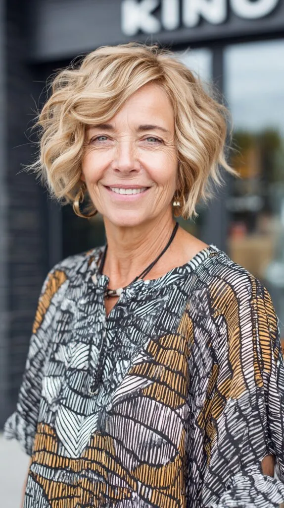 Soft Feathered Wavy Chin-Length Bob with Face-Framing Layers