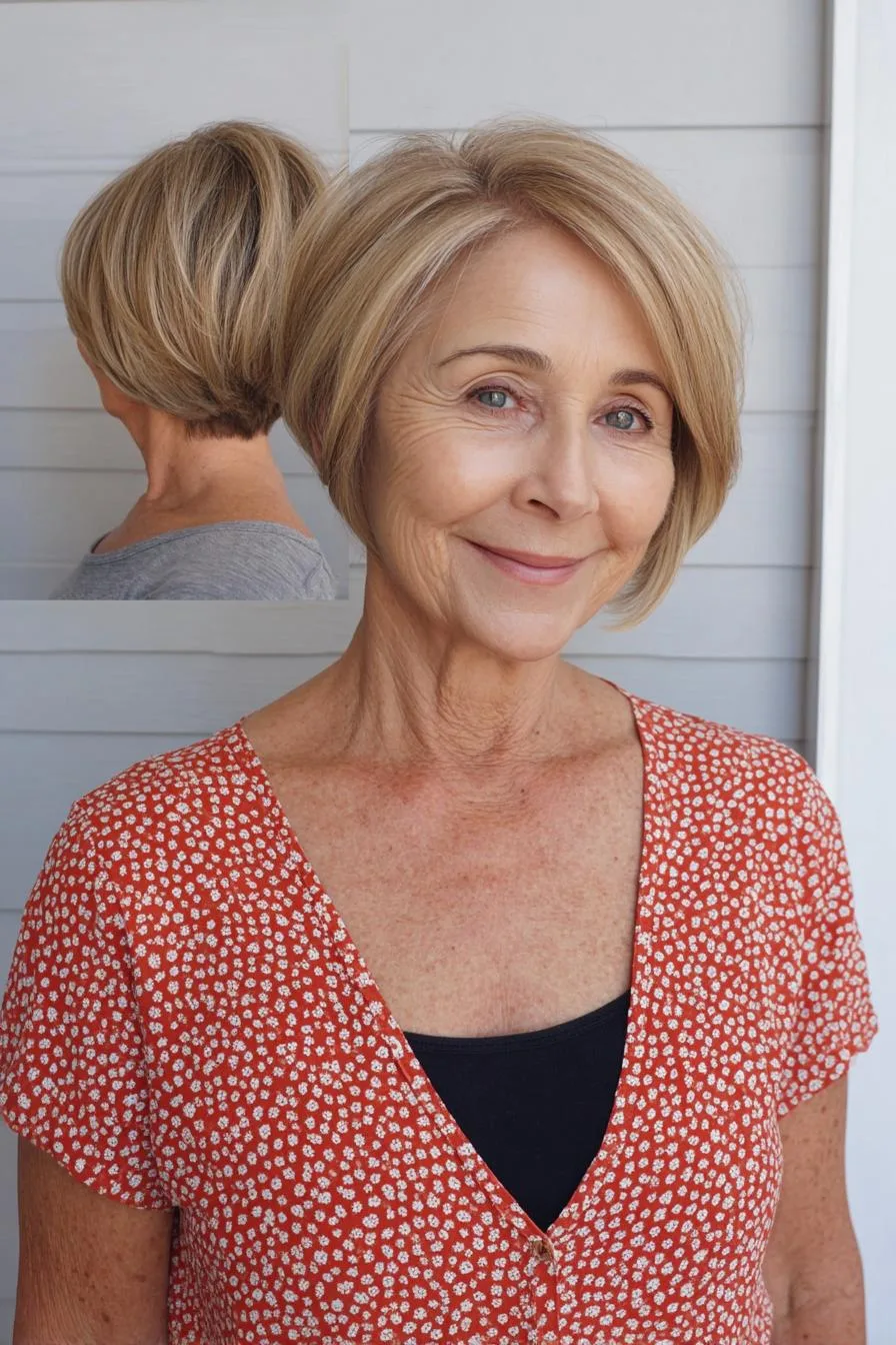Soft layered blonde bob